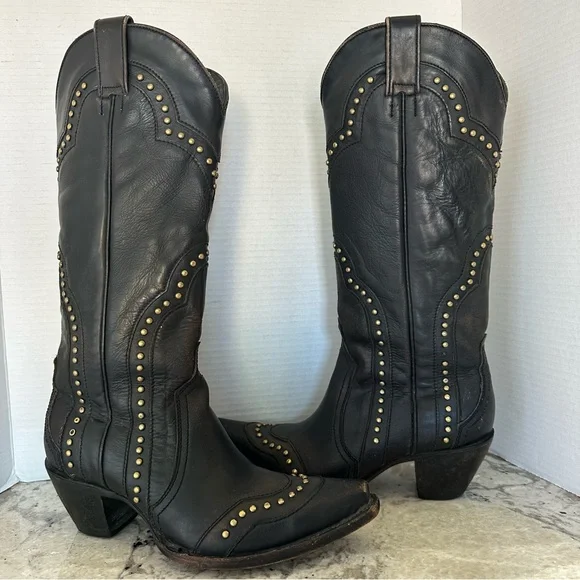 Idyllwind Walk This Way Studded Snip Toe Western Boot Black Tall Shaft Women 8.5 - Picture 3 of 16
